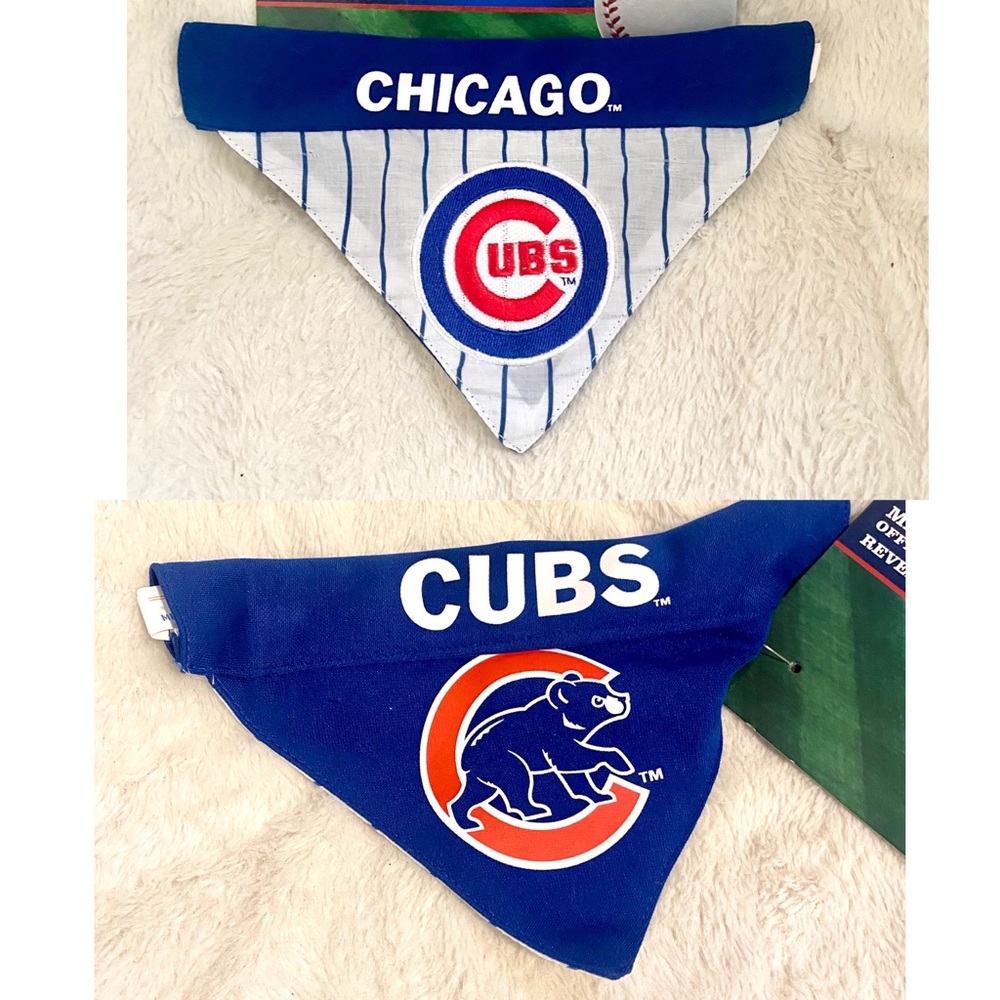 NWT Chicago Cubs Major League Baseball Reversible Collar Bandana Home & Away S/M